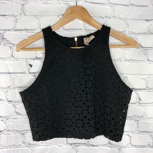 Bethany Mota black cropped laser cut sleeveless top wms sz large